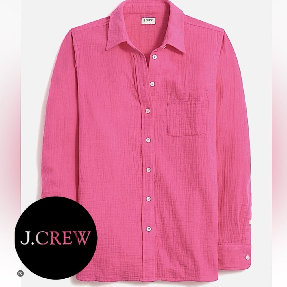 J. Crew Women’s Small Cotton Soft Gauze Button Up Shirt Wild Berry - Picture 5 of 11
